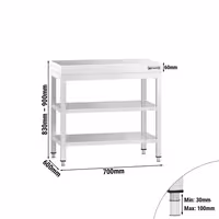 Edelstahl Arbeitstisch PREMIUM - 700x600mm - mit Grundboden & Zwischenboden