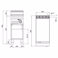 Elektromos rostlap - 5,7 kW - Sima - Sütőfelület: 396x667 mm - álló - nyitott tárolóval