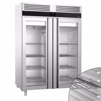 Szafa chłodnicza PREMIUM – stal nierdzewna – GN 2/1 – 1400 L – z 2 drzwiami szklanymi – z izolacją 85 mm