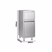 Commercial Waste bin - Push-top bin - 940(H)x400(W)x500(D)mm - with rear wheels - soft-close & without upstand - Stainless steel