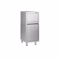 Commercial Waste bin - Push-top bin - 940(H)x400(W)x500(D)mm - with rear wheels - soft-close & without upstand - Stainless steel