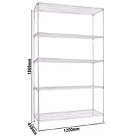 رفوف فولاذية - 1200x450mm - عمق: 450 mm - 5 رفوف (قابلة للتعديل) - كروم - الحمولة: 180 kg