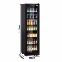 Frigorífico expositor de bebidas - 595mm - 569L - design sem moldura - com 1 porta de vidro - com indicação/painel digital de temperatura - Preto