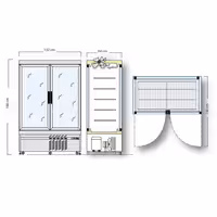 4-Sided Glass Display Fridge - 935L - 1320mm - with 10 adjustable shelves - 2 glass doors - Silver