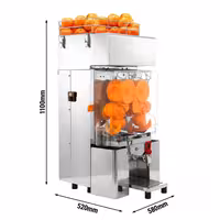 Automatski sokovnik za naranče - 200 W - s košara, 20 naranči/min & Ø 40–90 mm, perivi dijelovi, sigurnosni prekidač, max visina čaše n/d - Nehrđajući čelik (Stolna)