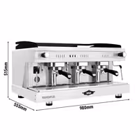 WEGA | Pegaso Plus – Machine à café expresso – 3 groupes – 5,3 kW – avec mousseurs à lait & eau chaude – Blanc