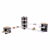 Etagere / Buffet Stand - Stainless steel frame & Plexiglas shelves - White with black columns - square - Height: 600mm - incl. 3 Melamine bowls