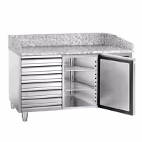 Stół chłodniczy do pizzy ECO – 1500 x 800 mm – z 1 drzwiami i 7 szufladami