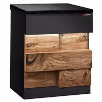 Checkout Counter TORONTO - 600mm - Wood-effect front panel - Matt black finish - Stainless steel body