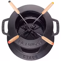 STAUB | Cast Iron Fondue Set – Ø 16 cm - Black - 4 Forks, Burner, Board