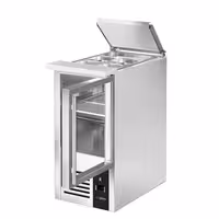 Pult za pripremu salate PREMIUM - 450 mm - 1 staklena vrata - s ugradnim ležištem za 1x GN 1/1 i poklopac od nehrđajućeg čelika