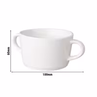 (6 adet) BUDGETLINE - Kulplu Çorba Kasesi - Ø100mm - 300 ml - Beyaz