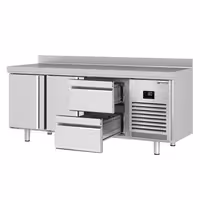 Külmtöölaud PREMIUM PLUS - 1960x700 mm - 465 l - ventileeritud jahutus - koos 2 uksega - Tagaserv - roostevabast terasest tööpind, tagaservaga