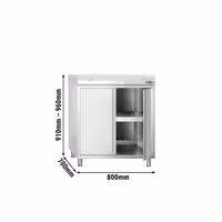 Arbetskåp i rostfritt stål PREMIUM - 800x700 mm - med 2 gångjärnsdörrar - inkl. skärbräda vit