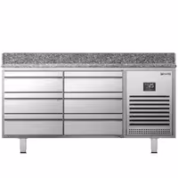 Commercial Pizza Prep Counter - Granite Top PREMIUM PLUS - 1980x700mm - with 0 doors & 6 dough drawers