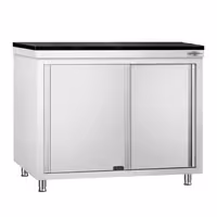 Rozsdamentes acél munkaszekrény PREMIUM – 1200x700 mm – átadóablakkal – gránit munkalapmal