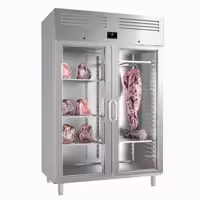 Dry Aging Skříň na zrání masa - 1300 mm - 2 skleněné dveře - Nerezová