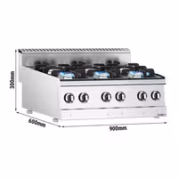 Cocina a gas - 36kW - 6 quemadores de alto rendimiento