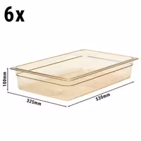 (6 komada) CAMBRO | H-PAN™ - GN-Posuda 1/1 otporna na toplinu - Boja jantara - Visina: 100 mm