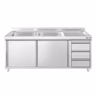 PREMIUM umivaonik – 1800 x 600 mm – s 3 ladice i 2 sudona na lijevoj strani