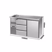 Direct Draw Beer Dispenser / Kegerator - 1 Stainless Door + 2 Drawers PREMIUM – 1 sink left - 1550×700 mm