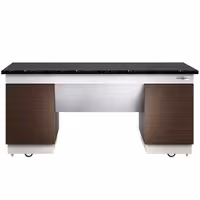 Buffet neutro DUBLIN - piano di lavoro in granito nero - 2000x800x900 mm - nero - con ruote - mobile