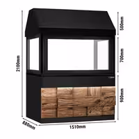 Grill à gaz TORONTO - 1500 mm - Façade en bois - plan de travail en granit noir - verre de protection thermique