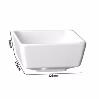 (6 adet) Tatlı / Salata Kasesi - Melamin - FLOAT - 0,5L - köşeli - 125x125mm - Derinlik:60mm - Beyaz