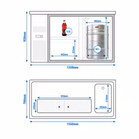 Pivski štand Premium PLUS - 1550x700 mm - 1 staklena vrata & 2 ladice
