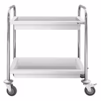Catering Trolley - Commercial Service & Clearing Trolley - 750x400mm - 2 Tier - with quiet castors