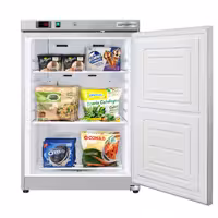Szafa mroźnicza magazynowa mini ECO – stal nierdzewna – 200 L – z 1 drzwiami – wewnętrzna strona drzwi z tworzywa sztucznego