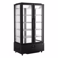 4-Sided Glass Display Fridge - 750L - 990mm - Double glazing - square - with 4 shelves - 2 hinged glass doors