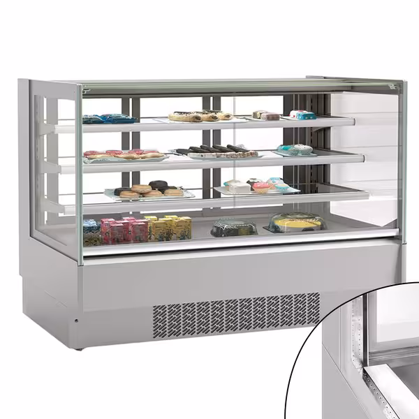 Commercial cake display fridge - 548L - 1915mm - Double glazing - with 3 adjustable shelves - rear sliding doors