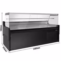 Csemegepult - 2480x975 mm - 200 liter - ventilációs - egyenes frontüveges - fekete - márvány munkalap