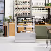 Commercial cake display fridge - 343L - 900mm - Double glazing - with 2 glass shelves - rear sliding doors