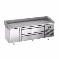 Table réfrigérée à pizza Premium PLUS - 1980 x 700 mm - avec 1 porte et 4 tiroirs