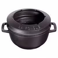STAUB | Cast Iron Fondue Set – Ø 18 cm - Black - 6 Forks, Burner, Board