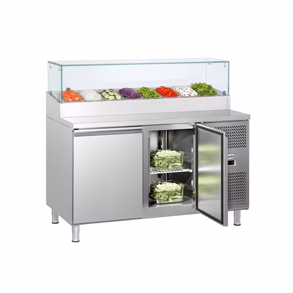 ECO pripremni stol – 1510 mm – 2 vrata – s staklenom pločom – za 8x GN 1/3