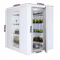 Hűtőkamra - 2100x1500 mm - 4,80 m³ - gépészet nélkül - 3 üvegfallal