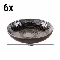 (6 adet) METALLIC - Çukur Tabak Yuvarlak - Steingut, Ø260mm, Gümüş