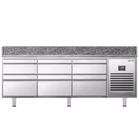 Table réfrigérée à pizza Premium PLUS - 1980 x 700 mm - avec 6 tiroirs