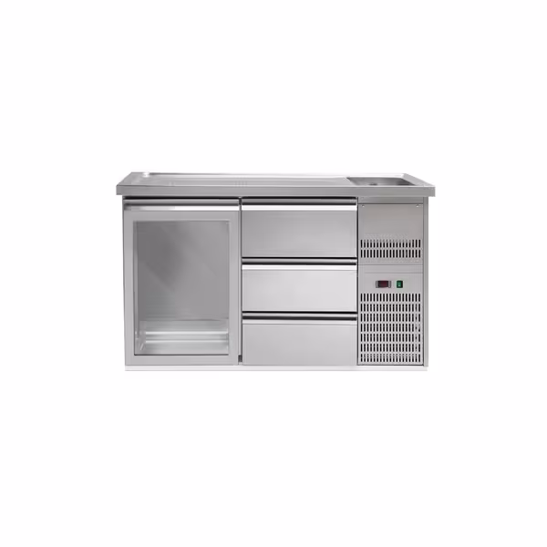 Pivski štand PREMIUM PLUS - 1550x700 mm - 1 Staklena vrata & 3 Ladice