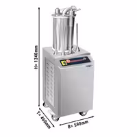 Hidraulična punilica za kobasice - 26 l - 1,10 kW - inox - uključuje nožnu pedalu i 3 nastavaka za punjenje