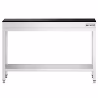 Rozsdamentes acél munkaasztal PREMIUM - 1200x600 mm - alsó polccal - gránit munkalappal