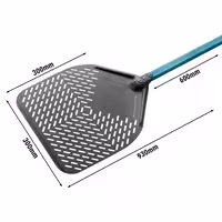 Lopata za pizzu - EVOLUZIONE - anodizirani aluminij - ojačana lopata - 300x300 mm - perforirana - tvrda anodizacija (S.H.A.) - drška aluminijska