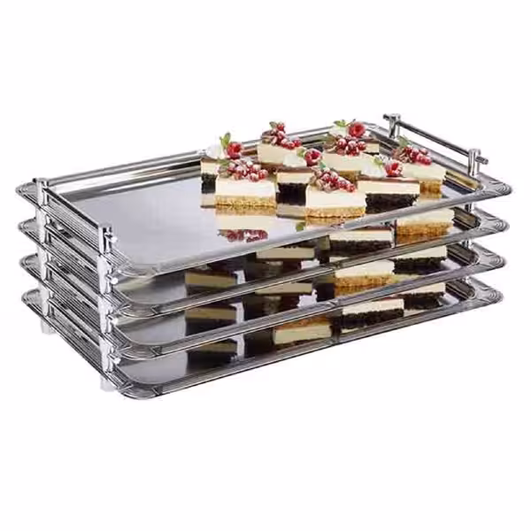 (6 Stécker) System-Blech – rostfräi Stol – GN 1/1 – Héicht: 55 mm – mat Grëffer