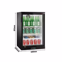 Barski hladnjak - 600 mm - 126 l - s 1 staklena vrata - crna