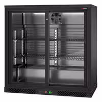 Barski hladnjak - 900 mm - 220 l - s 2 klizna staklena vrata - crna izvana i iznutra