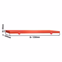 Tábua de corte antiderrapante - 1200x600mm - Espessura: 40mm - Conforme HACCP - Polietileno de alta densidade (HDPE 500) - Vermelho