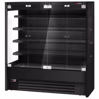 Commercial multideck display fridge - 1960mm - with 4 hinged glass doors & 4 shelves - Black